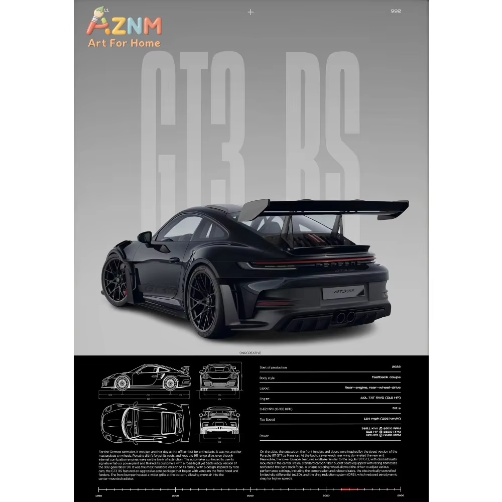 Interior Design Poster - Poster Minimalista di Auto Sportive 911