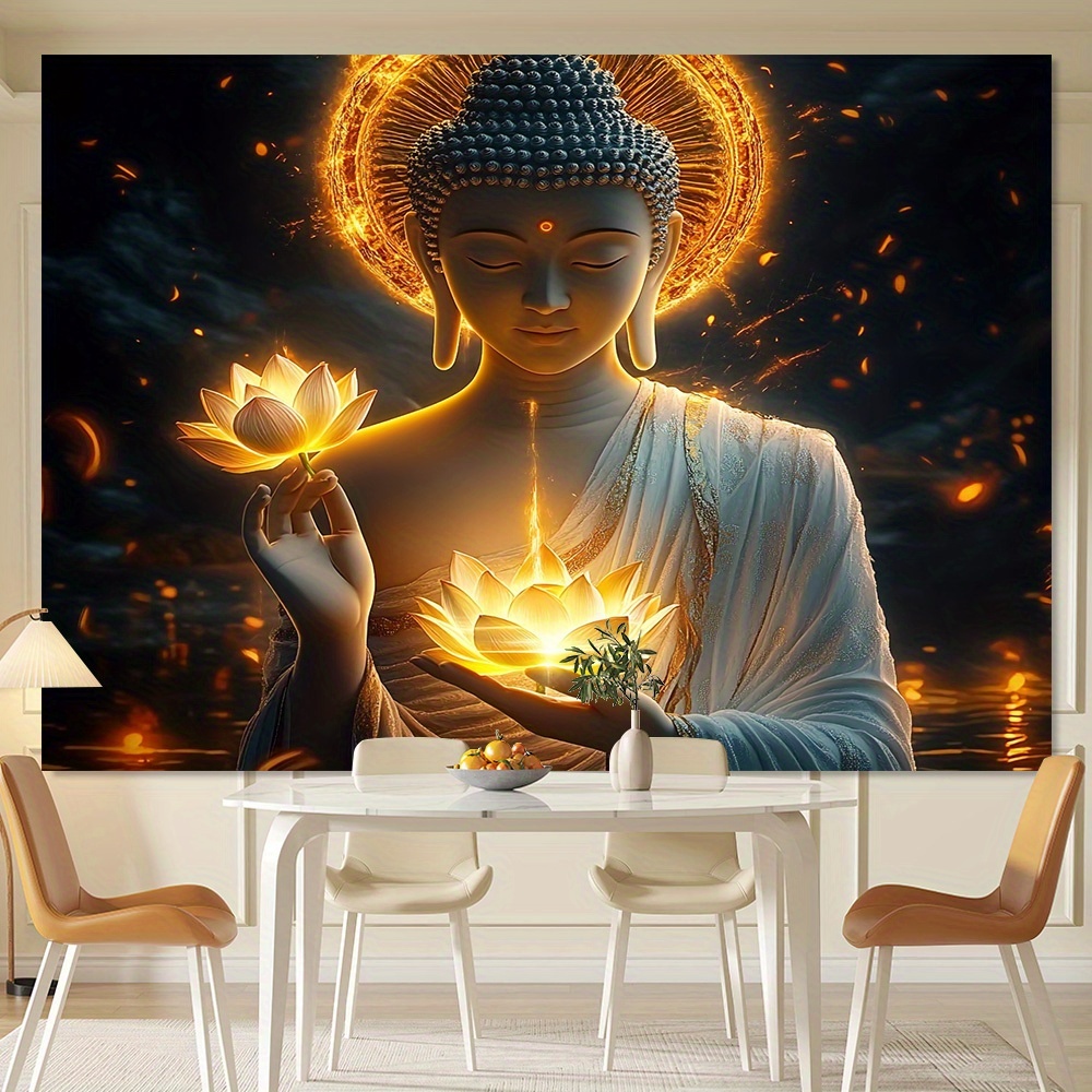 Interior Design Zen - Stampa 2D di Buddha con Fiore