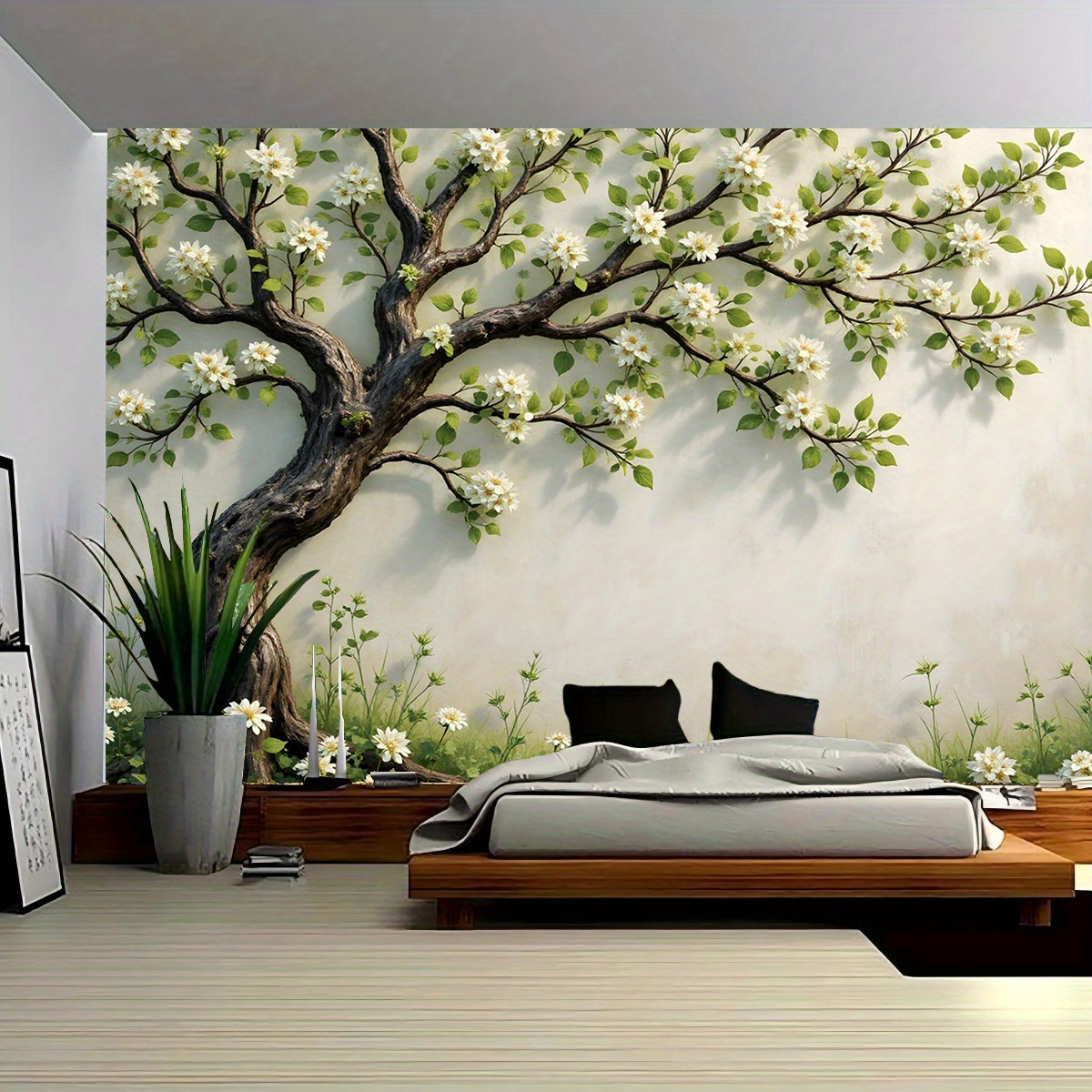 Interior Design Zen - Murale 3D con Albero in Fiore